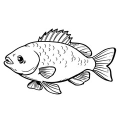 Simple Handdrawn Fish Illustration with Bold Outline Style for Coloring Book. Ai Generated Images