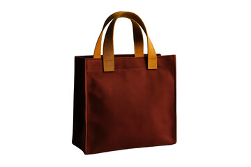 Burgundy tote bag with mustard-colored handles.