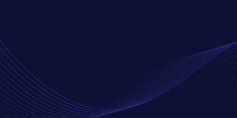 Dark abstract background with glowing wave. Shiny moving lines design element. Modern purple blue gradient flowing wave lines.