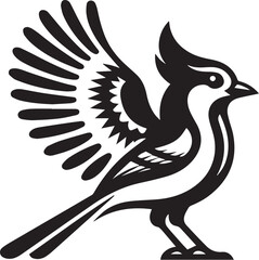 Obraz premium Vector of Blue jay bird, black and white design.