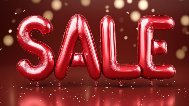 Bright red balloons spell sale, creating an inviting atmosphere for promotional events during festive celebrations - Powered by Adobe