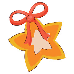 Star Symbol in Hand Drawn Style with Subtle Line Decorations. Golden Christmas star shape isolated on white background. Cute childish icon perfect for cards, banners, Holiday events, posters, web