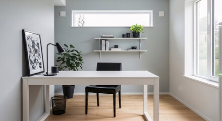 Modern home office design ideas white desk black chair minimalist workspace interior design trends