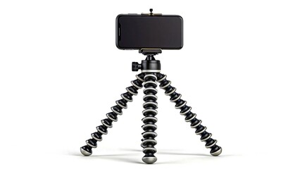 Smartphone mounted on a flexible mini tripod for versatile mobile photography use
