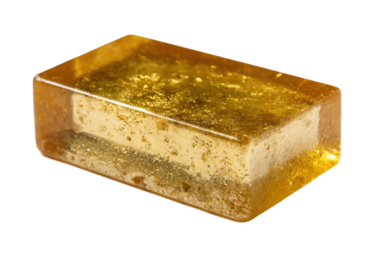 Crafting natural soap bars from honey and beeswax home workshop. Isolated on transparent background, png.