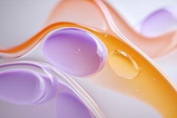 Organic liquid forms in soft purple and orange curves create a minimal abstract design on white.