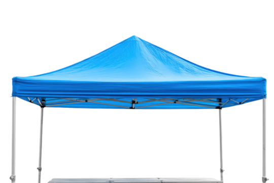 Outdoor event canopy tent setup park promotional display daytime. Isolated on transparent background, png.