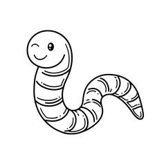 Fototapeta premium Simple Line Drawing Cute Winking Worm Character Illustration. Ai Generated Images
