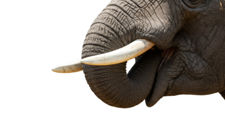 Close-up of an elephant's head and tusks.