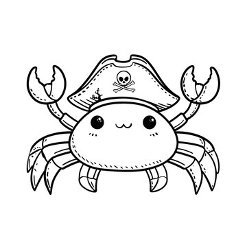 cute pirate crab wearing hat clip art preview