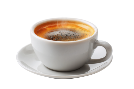 Cozy morning coffee ritual close-up beverage photography. Isolated on transparent background, png.