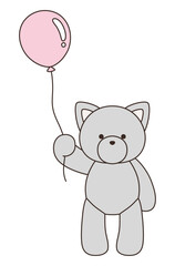 かわいい猫のぬいぐるみのベクターイラスト。ねこ、アイコン、風船