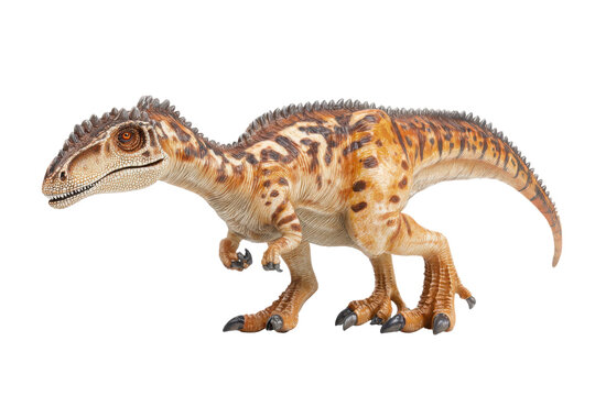 Dinosaur model display museum exhibit toy collection indoor close-up. Isolated on transparent background, png.