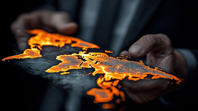 Businessman interacting with global network
 - Powered by Adobe