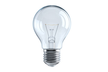 Illuminating light bulb studio product photography clear concept. Isolated on transparent background, png.