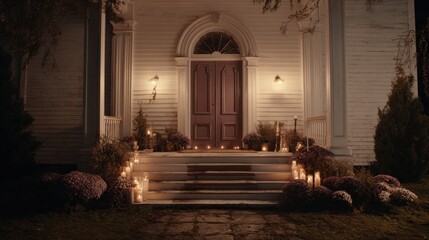 Vintage home at night