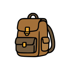 Vector illustration of classic leather backpack with multiple compartments, ideal for outdoor adventure or daily use