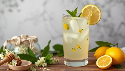 Fototapeta premium Elderflower and Lemon HoneyFloral with a citrus twist