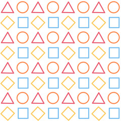Seamless geometric shape pattern on white background.Simple repeat ornament.Surface for textile.Decoration for fabric or cloth.Minimalist style.Cute wrapping paper.Vector illustration.