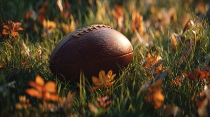 Football in autumn leaves (1)