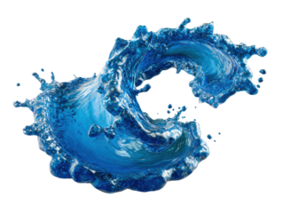 Dynamic Ocean Wave: An artistic depiction of a powerful ocean wave, cresting and curling with an explosion of water droplets in shades of blue. Capturing the power and beauty of the sea.