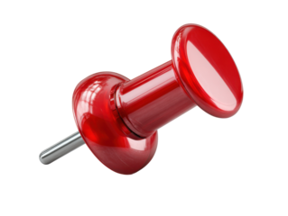 Red Thumbtack: An up-close shot of a bright red thumbtack, its shiny surface reflecting the light.