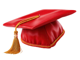 Graduation Cap: A vivid, crimson graduation cap sits poised, its golden tassel hanging, symbolizing accomplishment and the threshold of a new journey.