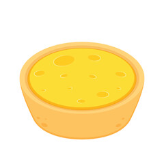 Egg tart in cartoon style. Dim sum dessert.