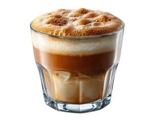 Creamy Coffee Delight: A close-up shot showcases a refreshing iced coffee, a tempting drink for coffee lovers.