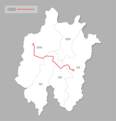 Fototapeta premium 한국 대전 지도와 지하철 노선도