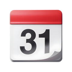 Fototapeta premium Calendar page showing the 31st day with red header