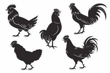 Chicken Silhouette Collection – Classic Poultry Outlines
