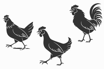 Chicken Silhouette Pack – Standing, Pecking, Walking Poses

