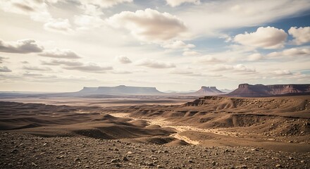 Expansive Desert Landscape Under a Cloudy Sky