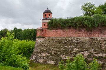 Corner of bastion with tower of medieval Dubno Castle, Ukraine