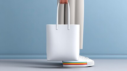 White Tote Bag Mockup: Neutral Design, Minimalist Style