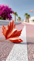 Windswept Copper Leaf on Pink Path