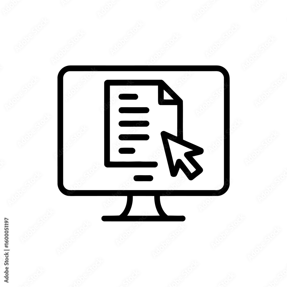 Aufkleber Computer screen displaying a document with a cursor pointing to the text
