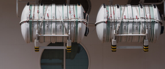 LIFE RAFTS - A rescue deck on the cruise ship