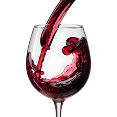 Red wine splash in a crystal glass captured mid-pour with dynamic liquid motion