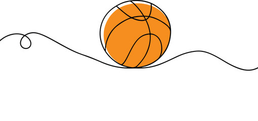 One continuous line drawing basketball. Sport ball concept. Editable stroke. Outline vector illustration