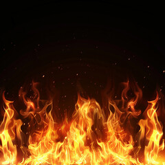 Fototapeta premium Burning Flames Backgrounds Web graphics. Realistic flames burning on black background.