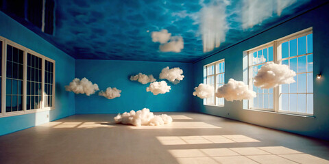dreamy indoor scene softly clound minimal 