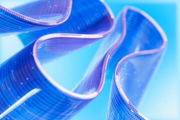 Abstract 3d data flow stream with circuit pattern and blue background