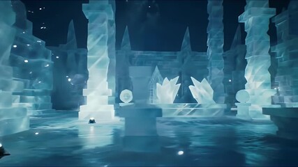 Frozen City Pathway with Magical Night. - Powered by Adobe