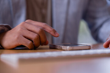 Social media and digital online concept, man using smart phone. The concept of living on vacation and playing social media. Social Distancing ,Working From Home