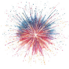 Vibrant burst of colorful powder exploding outward creating a starburst effect isolated on transparent background