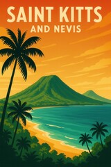 Stylized Sunset Poster Saint Kitts