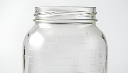 A glass jar with an etched design on the surface creating a fros
