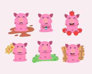 Cute Cartoon Animal Faces Collection in Vector Illustration Style